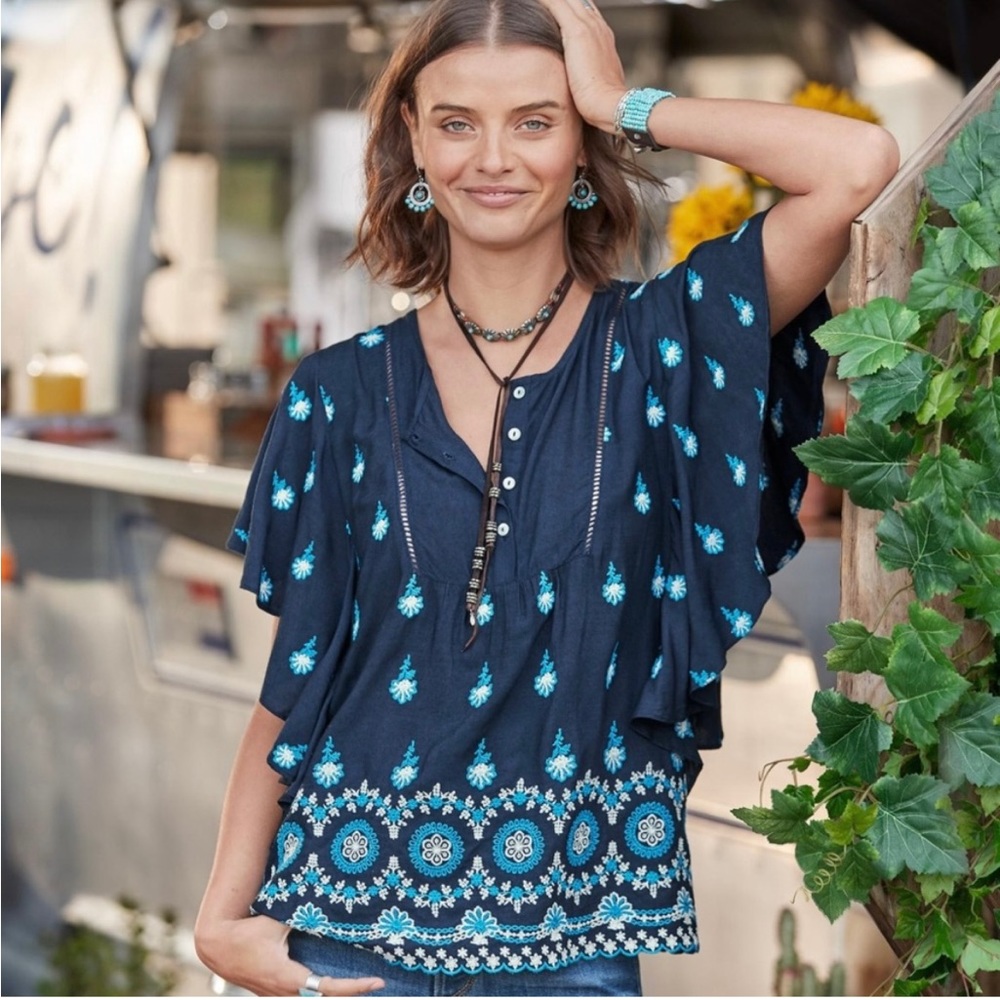 Sundance Embroidered Tapestry StoriesTunic Top